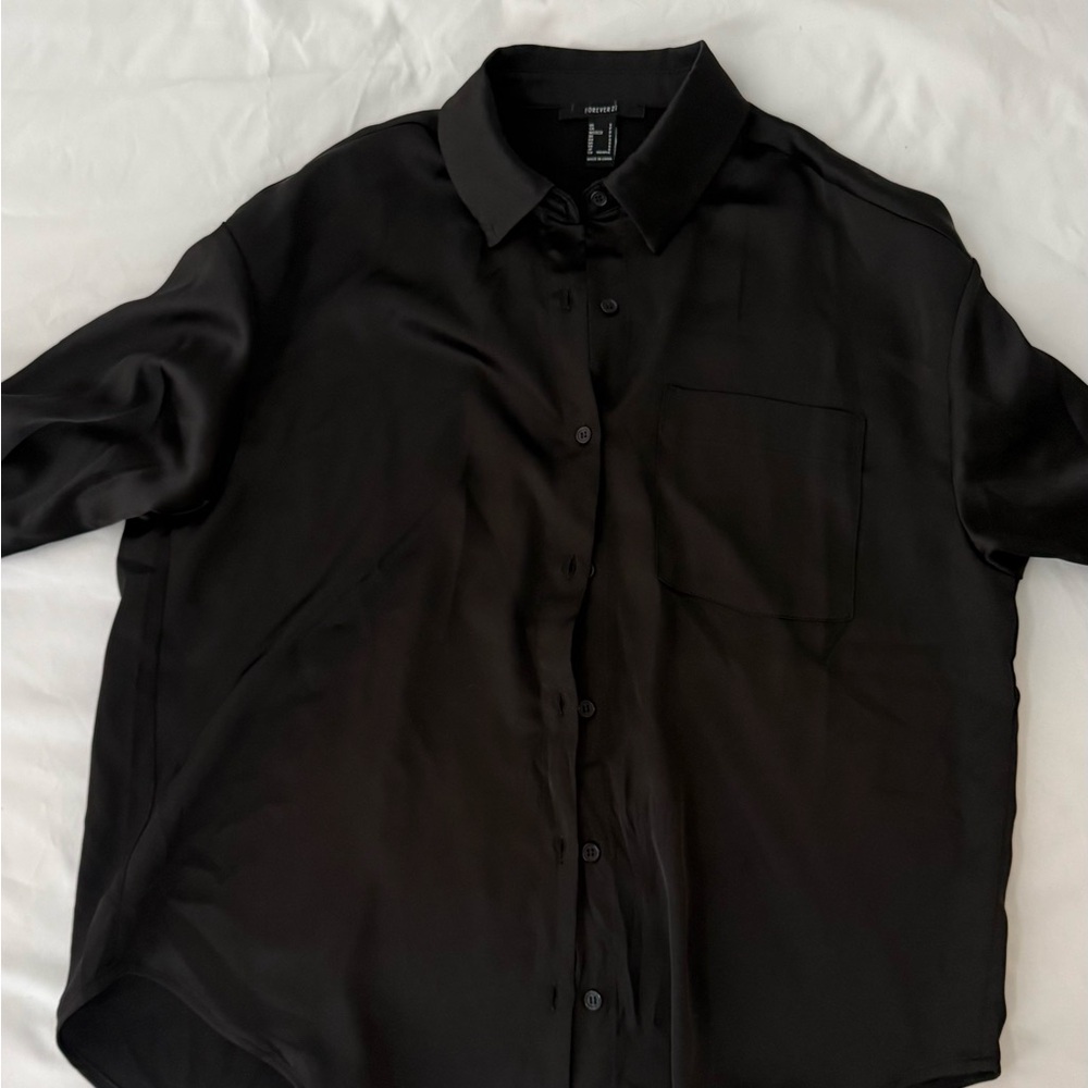 Forever 21 Charcoal Button-Up Blouse